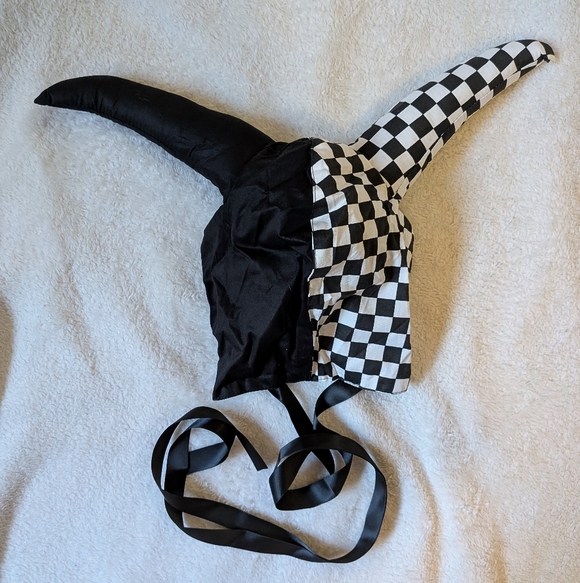 Black and White Jester Hat with Ties - Picture 2 of 2